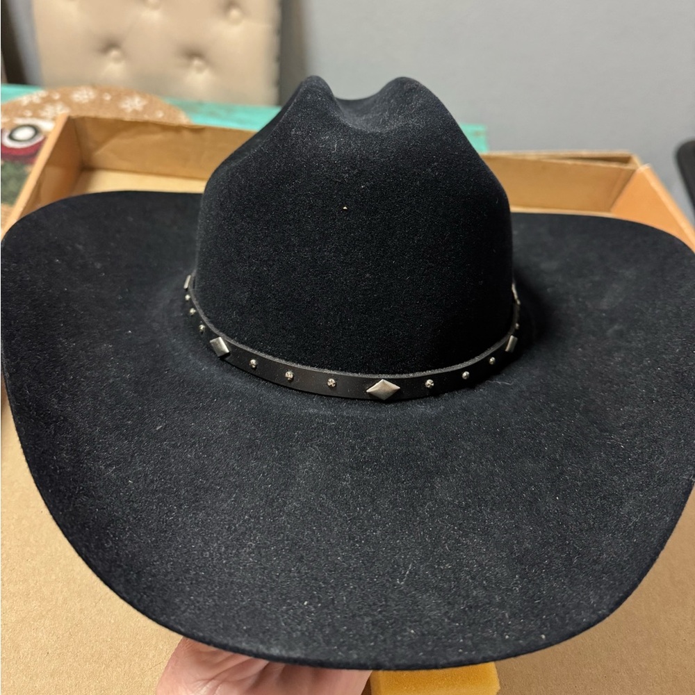 Genuine Leather Black Felt Cowboy hat
